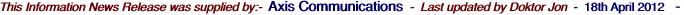 This Information News Release was supplied by:-