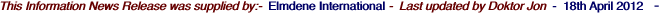 This Information News Release was supplied by:-