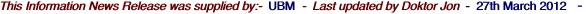This Information News Release was supplied by:-