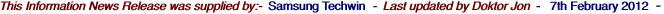 This Information News Release was supplied by:-