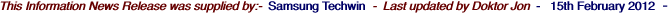 This Information News Release was supplied by:-